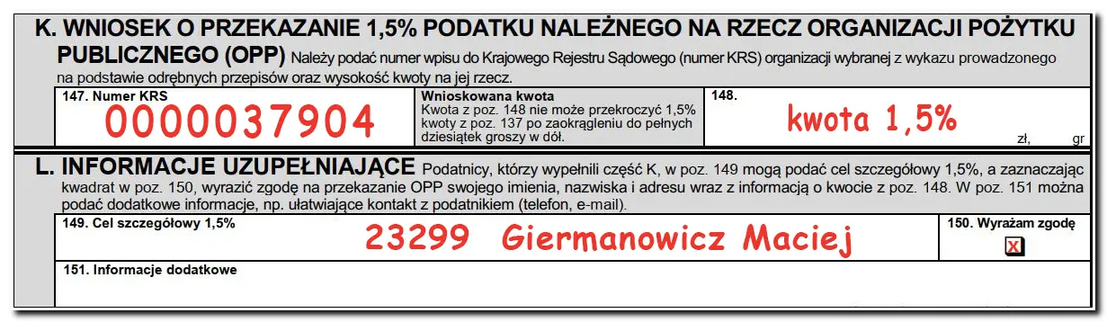 1,5 procenta podatku Giermanowicz